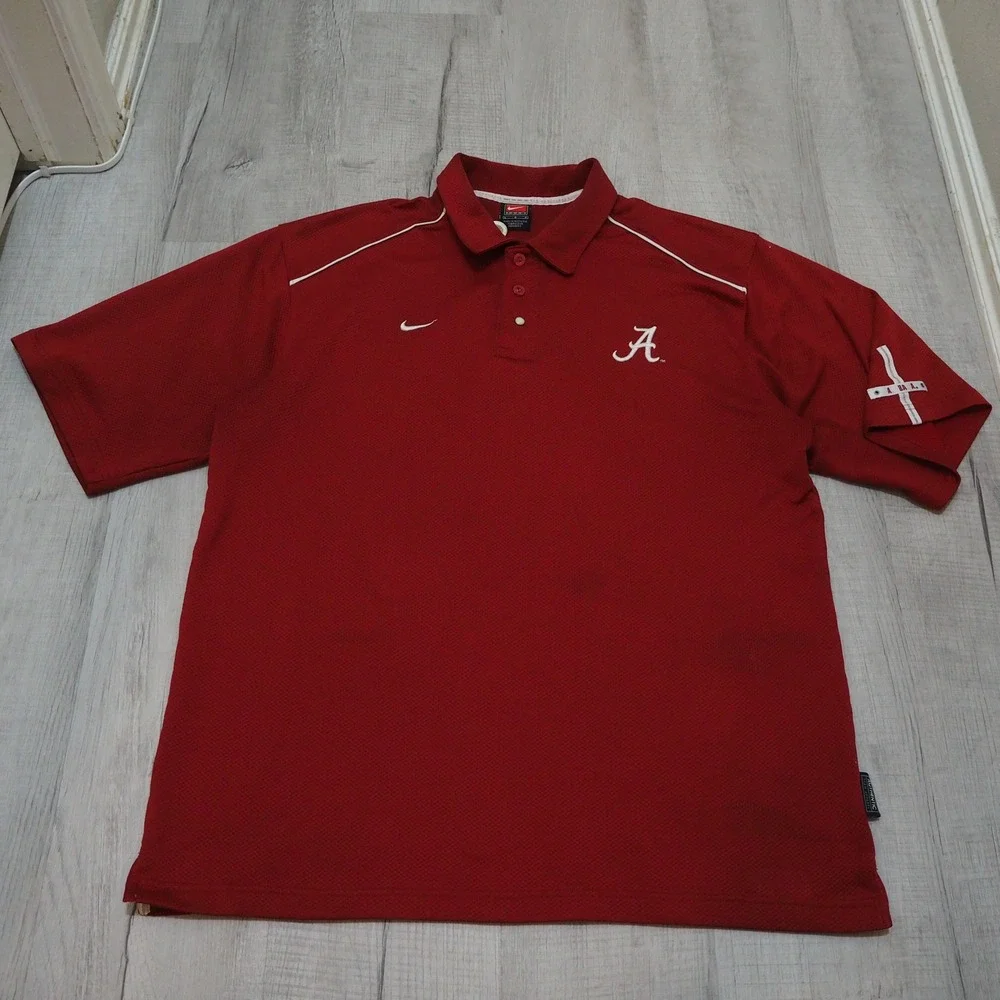 Alabama‎ Crimson Tide Nike Mens Large Thermal Knit Red Polo Shirt Team Apparel